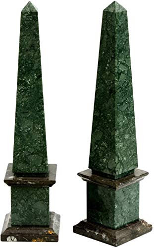 CBAM OBELISCO - Clásico mármol verde Alpes y negro fósil verde y negro - Diseño Obelisk Home Design - Altura 30 cm