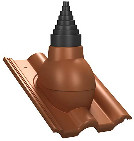 Dachdurchführung für Gerätemasten Ø19–90 mm – Braas - Frankfurter Ziegelrot | für Benders - Mecklenburger, TV-Antenne, Satellit, Blitzschutz, Kommunikation, Dachdurchgang mit EPDM-Dichtung, RAL 8004
