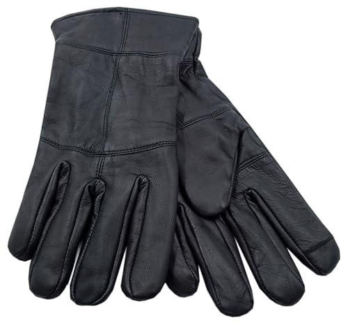 Mens Touchscreen Leather Gloves Thinsulate Lined Thermal Winter Driving Outdoor, L-XL, Black