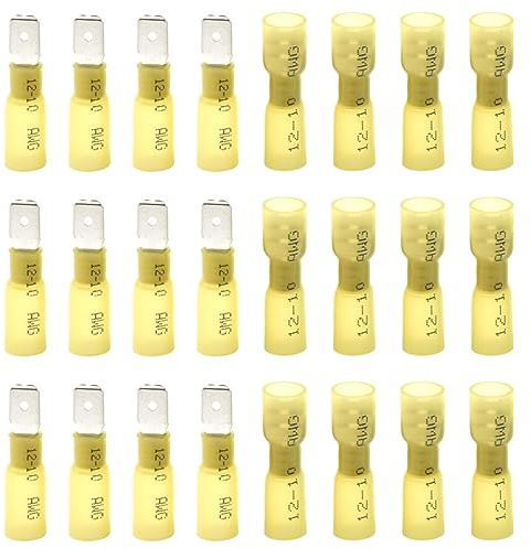 CEEYSEE 100Pcs of Yellow Heat Shrink Female Male Spade Connectors Insulated Electrical Wire Crimp Connectors Terminal（RSY)