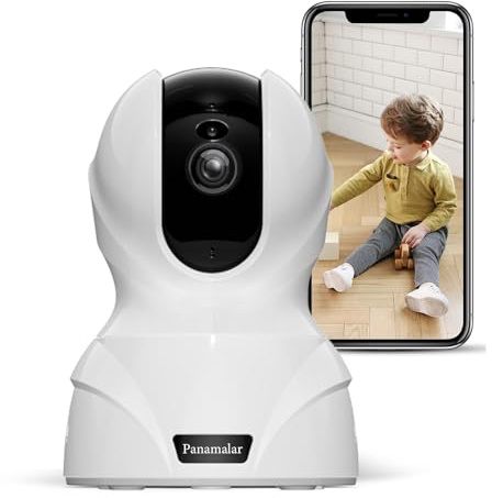 PANAMALAR WLAN IP Kamera, 3MP Innen Überwachungskamera 350°Schwenkbar FHD unterstützt LAN & WLAN Verbindung/Alexa/2 Weg Audio/Nachtsicht usw, Indoor Baby Kamera für Baby/Haustier PC Handy app (1)