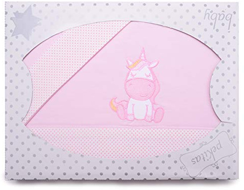 PEKITAS Bebe Bettwäsche-Set 3-Teilig Krippe Babybett Kinderbett 60x120cm 100% Baumwolle (Einhorn-Rosa)