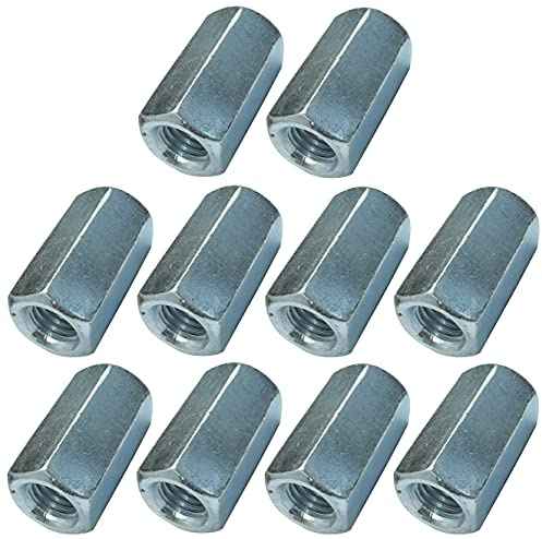 AERZETIX - Juego de 10 Tuercas de acoplamiento hexagonales largas M12x36mm - tuerca de extensión prolongador - en acero al carbono con rosca métrica - C49600