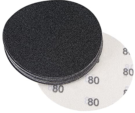 sourcing map Lot de 10 disques abrasifs de 12,7 cm grain 80 avec crochet et boucle en carbure de silicium utilisable à sec et humide pour ponceuse orbitale