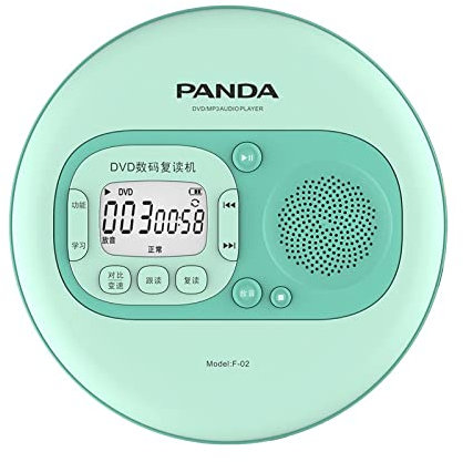 tuzhi CD Players Portable CD Player with Earphone | DVD/VCD/CD/CD-R/CD-RW/MP3 Compatible | LCD Display | Remote Control | USB/TF Card Socket Home Car & Travel (Color : Green)