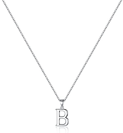 TINGN Halskette Damen Silber 925 Kette, Hypoallergene Silber Kette mit Buchstabe Anhänger Kette Silber Halskette Geburtstag Geschenke für Frauen Mama Freundin Teenager Mädchen (mit Geschenkbox)