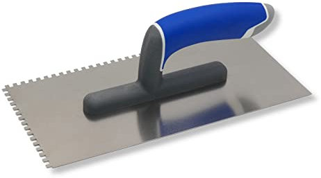 DEWEPRO® Zahnkelle 4x4mm mit 3-Komponenten-Handgriff - Zahnspachtel - Glättekelle gezahnt - Zahnung: 4x4mm - Zahnglättekelle