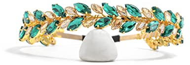 IYOU Kristall Hochzeits Stirnband Grün Braut Haarbänder Krone Glitzernder Strass Kopfschmuck Tiara Abschlussball Party Haarschmuck für Braut und Brautjungfer