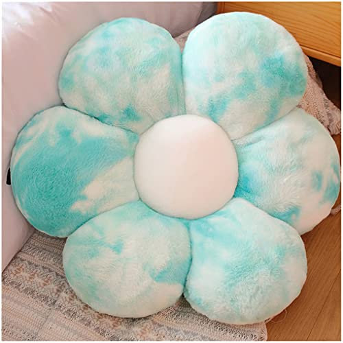 LANFIRE Kissen mit Blumen Bodenkissen Sitzkissen im Innenhof Dekokissen aus Plüsch Sitzkissen (50CM, Blau weiß)