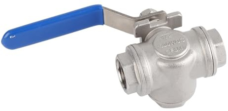304 Edelstahl Voll, 3-Wege-Ventil, 3-Wege-Wasserventil, 3-Wege-Kugelhahn, Innengewindeventil mit Vinylgriff für Wasser, Öl, Gas