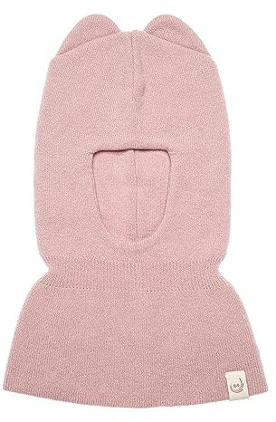 KNITAS Schlupfmütze Schalmützen aus Wolle für Baby Kinder I Winter Warme Gestrickte Sturmhaube Balaclava für Jungen und Mädchen 3-12 Monate I Doppellagiger Mütze in der Farbe Rosa - Größe 40-44cm