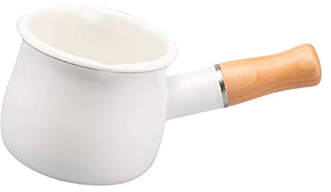 Pot à Lait à Induction de 500 ML Pot à Lait en émail pour Induction - Blanc