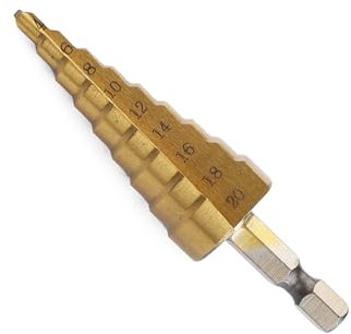 Shallho 1/4 Hexagon Schaft 4-20mm Titan beschichtete Spiral Rillte Schritt Bohrer HSS Schritt Bohrer Für Kunststoff Holz Metall Multi-Loch Kegelbohrer