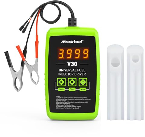 MRCARTOOL Kraftstoffeinspritzdüsen-Treiberbox 12V Kfz-Einspritzdüsen-Tester Universal Injektor Tester mit 6 Prüfmodi, 2 Adapter, Arbeit mit Kraftstoff-Injektor Prüfer und Reiniger