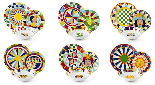 Excelsa Sicilian Rhapsody Servizio piatti, stile siciliano, porcellana, 18 pezzi