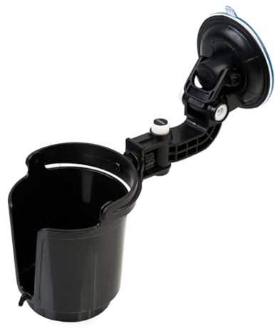 HIOPOIUYT Soporte grande de plástico negro con ventosa para bebidas, para coches, camiones, tractores, autocaravanas, soporte ajustable para tazas de agua con ventosa