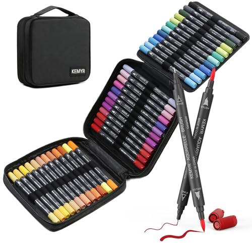 36 Farben Filzstifte Set – Pinselstifte und Fineliner,Malstifte für Malbücher Erwachsene,Nicht Durchblutende Filzstifte mit Dicken & Dünnen Spitzen für Anime-Zeichnungen,Bullet Journal, Kalligraphie