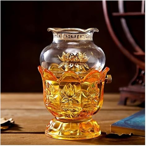 Öllampen, Before Buddha, exquisite Kerosinlampe, Innen-Notfall-Öllampe mit offener Flamme, altmodische Handwerksöllampe, Lotus-Beleuchtung, Ghee-Lampe for Schlafzimmer, Restaurant, Büro