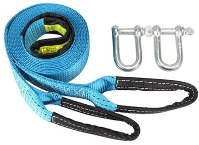 UNbit 8 Tonnen Auto-Abschleppseil, Riemenkabel mit U-Haken, Schäkel, hochfestes Nylon mit reflektierendem Licht for Auto, LKW, Anhänger, SUV Seil