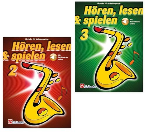 Hören, lesen & spielen für Altsaxophon Band 2 und Band 3 (mit Online Audio) - Bläserschule für Anfänger von Jaap Kastelein + Pflegetuch aus Mikrofaser