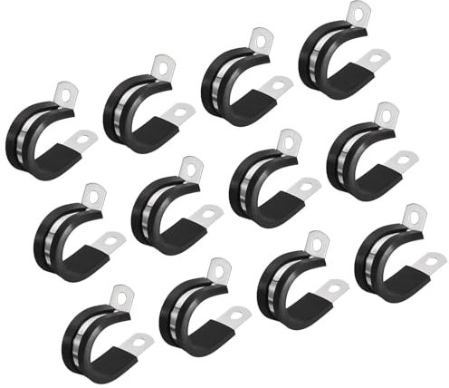 MACHSWON Lot de 12 colliers de serrage de câble de 22 mm, avec coussin en caoutchouc isolé en acier inoxydable 304 en forme de R, support de tube en métal pour tuyau métallique