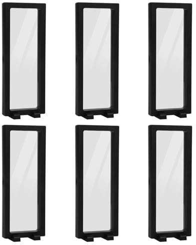 LXHZSY Schweberahmen 6 Stück Schmuck-Organizer, 3D-Schwimmrahmen mit Standfuß, Münzaufbewahrungsbox, rechteckige Vitrine, Aufhängung, Halskette, Ohrring