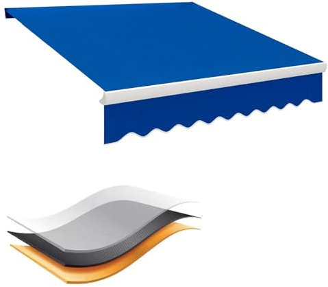 Generico Tenda Da Sole(Senza Telaio), Tessuto for Tende Da Sole, Rigata Tessuto Oxford, Tela for Tenda Esterno Sole, Tenda Da Sole A Righe Strette Nero/Grigio/Blu/Marrone, 2/3/4/5m(Blue,(13x5ft) 4x1.5