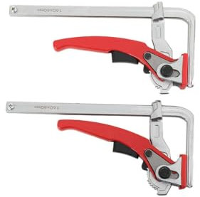 Cozyel Set di 2 morsetti a vite con una sola mano, apertura alare 60 mm, campo di allungamento 120 mm, forza di serraggio 0-220 kg, set di 2 morsetti a vite per la lavorazione del legno, fissaggio