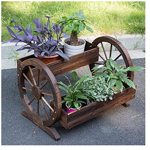 LKYLGYU Two Layers Outdoor Potting Bench, Garden Workstation Table With Wheels,Open Shelf, Lower Storage And Lattice Back