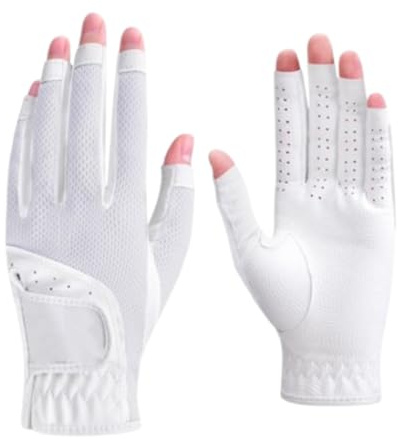 Guante Golf, Guantes de Golf Abiertos for Mujer, Cubierta Protectora Solar de Malla Transpirable for Mano Izquierda y Derecha, Verano, 1 par Guantes Golf