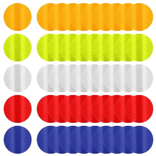 TRKETK 50 Stück Reflektoren Aufkleber, Fahrrad Reflektorband Selbstklebend 5x5cm Sicherheit Warnband Selbstklebend Sicherheit Reflektorband Warnung Reflektierende Aufkleber für Autos Rucksack Kleidung