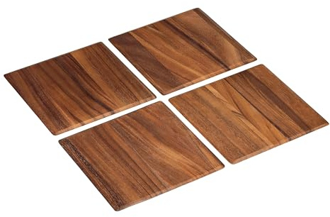 Tala Quadratische Tischsets, lackierte Akazienholzbretter, ideal zum Servieren, Essen und Ausstellen von Lebensmitteln, 4 Stück, jedes Brett misst 25 x 25 x 0,8 cm, was sie zu einem perfekten Gedeck