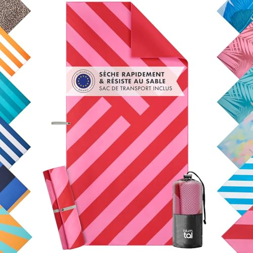 Blumtal Strandtuch XXL aus Mikrofaser - kompaktes und schnelltrocknendes Leo Handtuch/Strandtuch 90x180 - Stranddecke sandfrei mit Band - schnelltrocknendes Badetuch - Rosa Zigzag