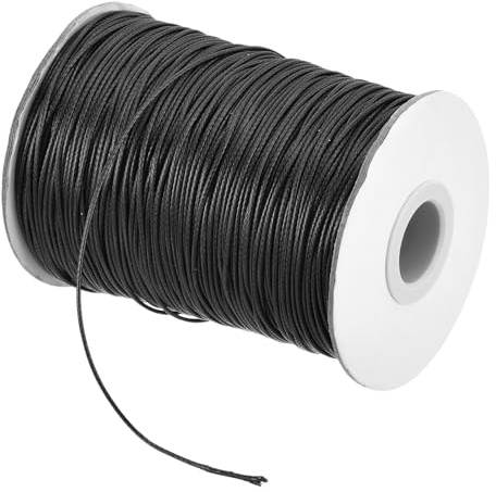 QUARKZMAN vaxad tråd, 0,8 mm vaxad polyestertråd, 160 m vaxsnöre för armbandstillverkning, halsband, pärlor, smycketillverkning och hantverk (svart)