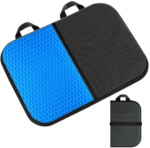 KBIBCK Cojín de asiento de gel, cojín de asiento plegable, cojín de asiento portátil de viaje para sentarse, cojines de alivio de presión de avión, cojín de asiento ergonómico antideslizante para