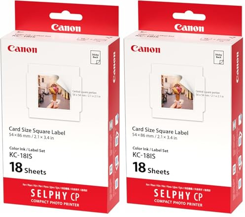 Canon KC-18 is 5 x 5cm Sticker-Papier für Selphy Drucker (Packung mit 2)