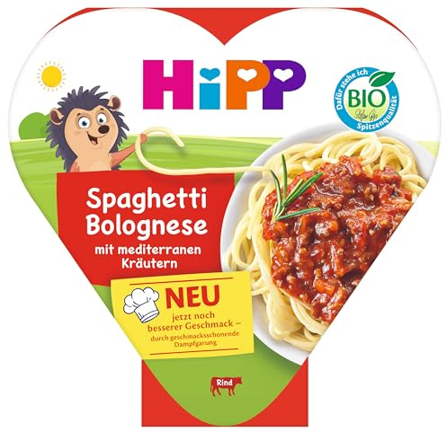 HiPP Bio Spaghetti Bolognese (6 x 250g), Kindermenü ab 1 Jahr, mit mediterranen Kräutern, schonend dampfgegart, kindgerecht gewürzt