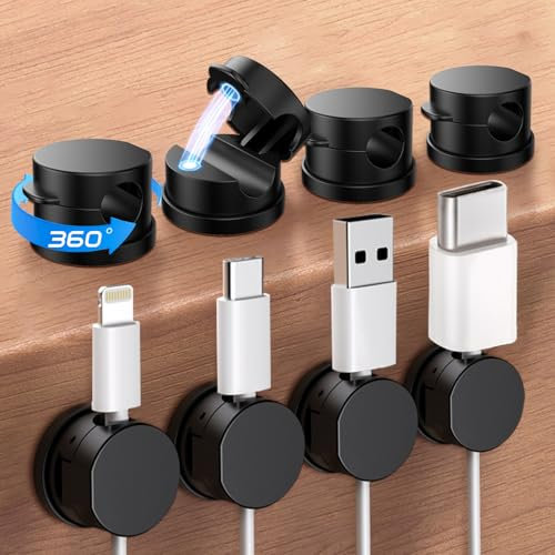 Redamancy 8 Pack Cable Tidy Clips, Cord Organiser, Magnetic Desk Cable Clips Management, Self Adhesive Wire Holder, for Nightstand, Kitchen Appliances, Office Supplies, USB