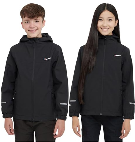 Berghaus Kids' Linton Waterproof Jacket with Hood and 2 Zipped Pockets, Lightweight, Windproof & Breathable Raincoat for Boys & Girls, Ideal for Walking, Hiking & Outdoor Recreation, 10'000mm HH