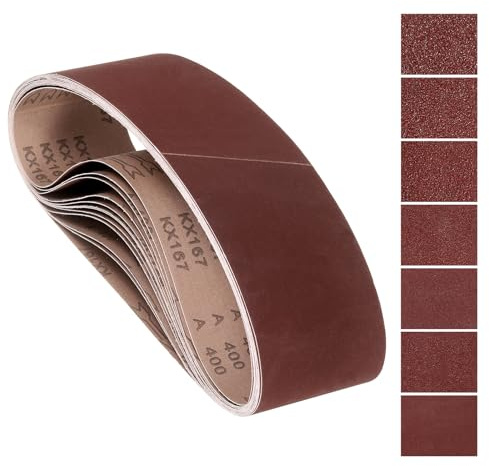 Kozelo 14 Stück Schleifbänder 100mm x 915mm, 40/60/80/120/180/240/400 Körnung Aluminiumoxid Schleifpapier für Bandschleifer Metallschleifen Holzbearbeitung Schweißrostentfernung