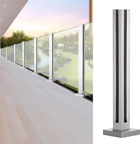 Generico Ringhiera in Vetro per balconi, per terrazze Interne/Esterne, balaustra Alta 95 cm con Kit Completo, Adatta a Pannelli in Vetro Spessi 10/12 mm, Design con Montante angolare.