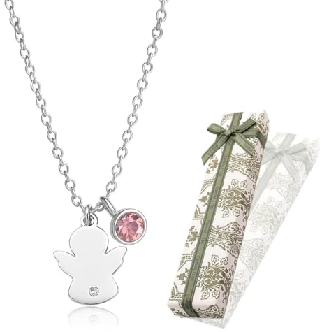 Schutzengel Kette, Firmung Taufe Kette mit Geschenkbox, Taufe Firmung Kommunion Geschenke Mädchen Junge (Roségold)