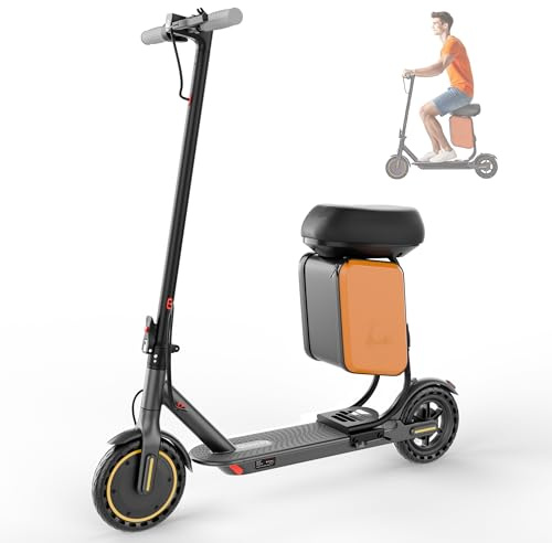 Qlaway 8.5 E Scooter with Seat, 19 MPH 350W Motor 280.8WH Battery, Motorized Up to 22 Miles Range, Foldable Scooter Bearing 265 LBS/APP