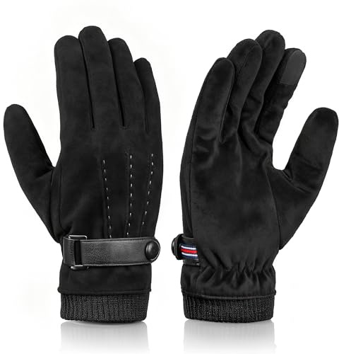 Philicoco Guanti Invernali Uomo Donna, Touch Screen Guanti Termici, Unisex Guanti da Sci Donna Guanti Sportivi da Caldi Esterni per Ciclismo, Running, Calcio, Sci, Alpinismo, Trekking Nero