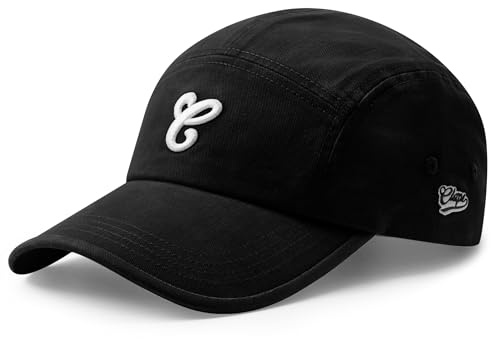 CLAPE 5 panelkeps baseballkeps med klassiskt brätte böjd bomull solskydd keps män kvinnor basebollkeps för golf utomhus, CLBB02-svart, one size