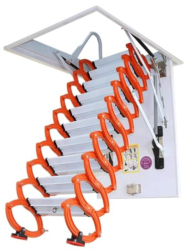 Bodentreppe Decken-Dachbodenleiter, herunterziehbare Dachbodenleiter, Teleskop-Klappleiter, rutschfeste Stufen oder Zugang for Dachboden/Keller, kaltgewalzter Stahl, manuell Loftleiter(80*90cm)