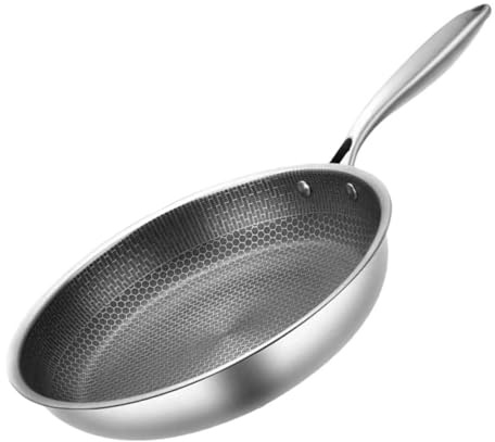 Alipis Padella Antiaderente in Acciaio Inossidabile 26 Cm a Nido D'ape Manico Ergonomico, Resistente Ai Graffi, Per Friggere Uova e Bistecche Su Piani Cottura a Induzione, Gas Ed Elettrici