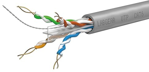 Labgear Cat6 Ethernet Cable 50m 4-Pair 8-Core UTP Cable Coil, Indoor PVC Sheath, High-Speed Gigabit LAN Network Cable for Home or Office Installations, Grey