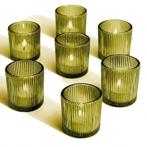 12 Stück Teelichthalter Glas Kerzenhalter, Windlichter Tischdeko 5.5x6.5CM Teelicht Halter Elegante Teelichtgläser für Valentinstags Tischdekoration HomeDeco Party Wedding(Grün)