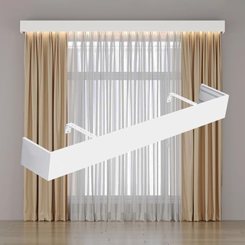 3.3ft 6.5ft 7.5ft 10ft 12.5ft 14ft Curtain Pelmet Box Without Tracks, Aluminum Alloy Window Cornice Board Wall Mounting, White Decorative Valance Box Set (14ft/428cm)